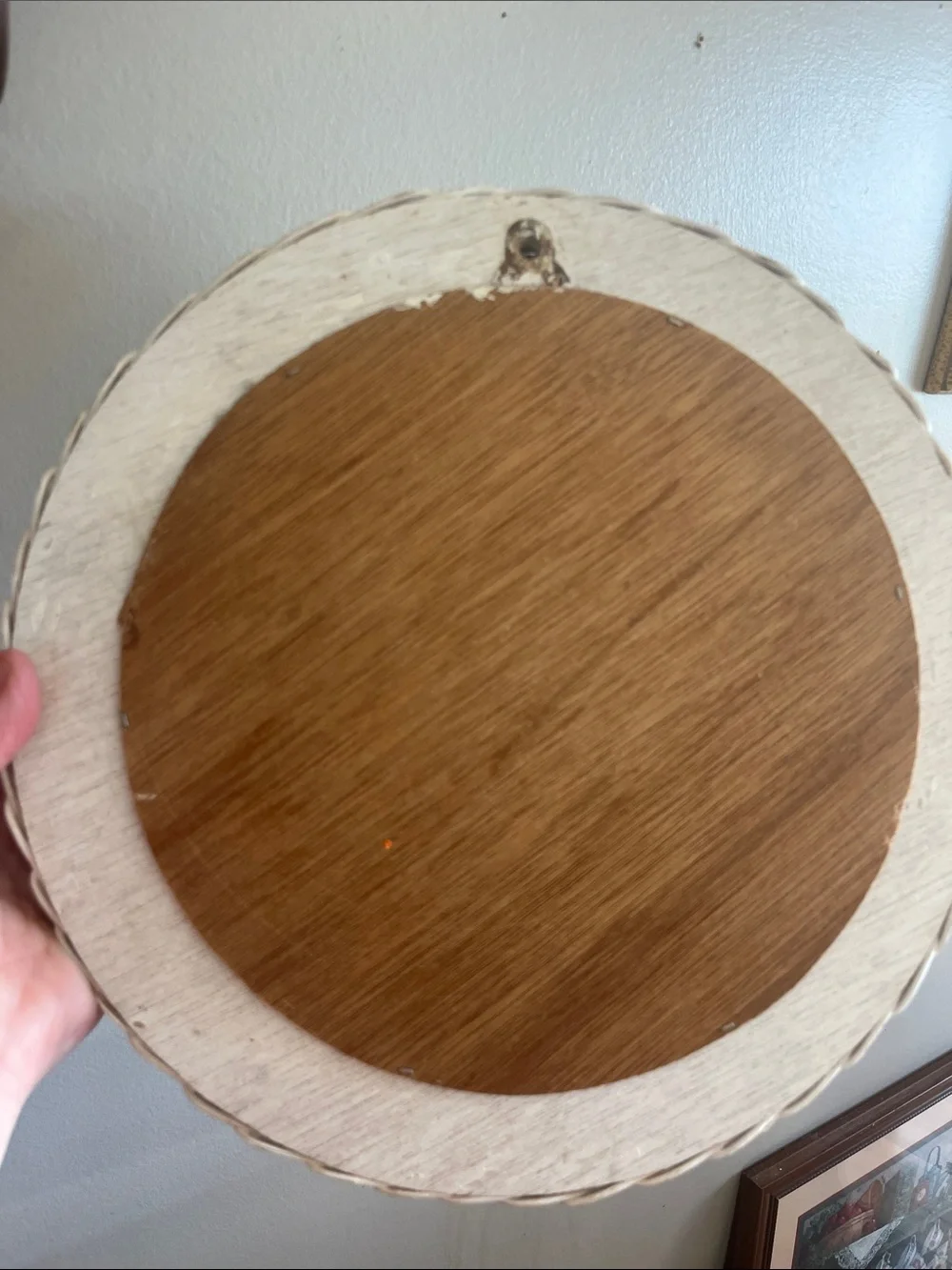 Vintage MCM Round Wicker Mirror 13